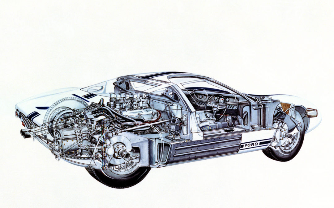 The Ford GT40 looks better as an engineering cutaway